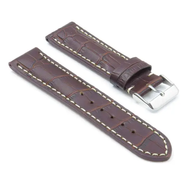DASSARI Concord brt11.b.2 Padded Crocodile Embossed Leather Strap in Brown