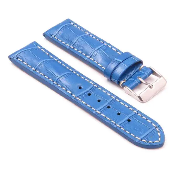DASSARI Concord brt11.b.5 Padded Crocodile Embossed Leather Strap in Blue