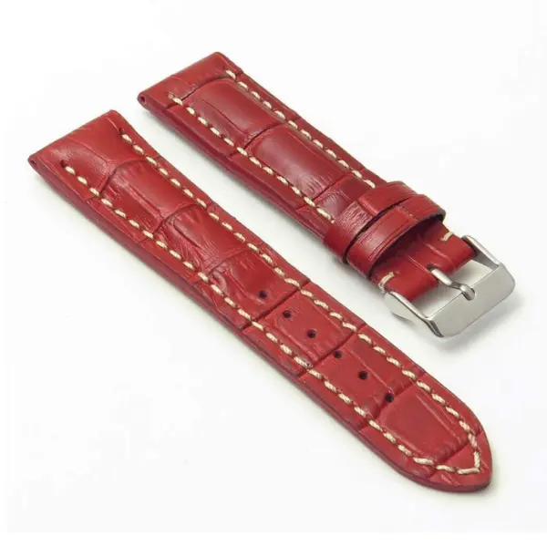 DASSARI Concord brt11.b.6 Padded Crocodile Embossed Leather Strap in Red