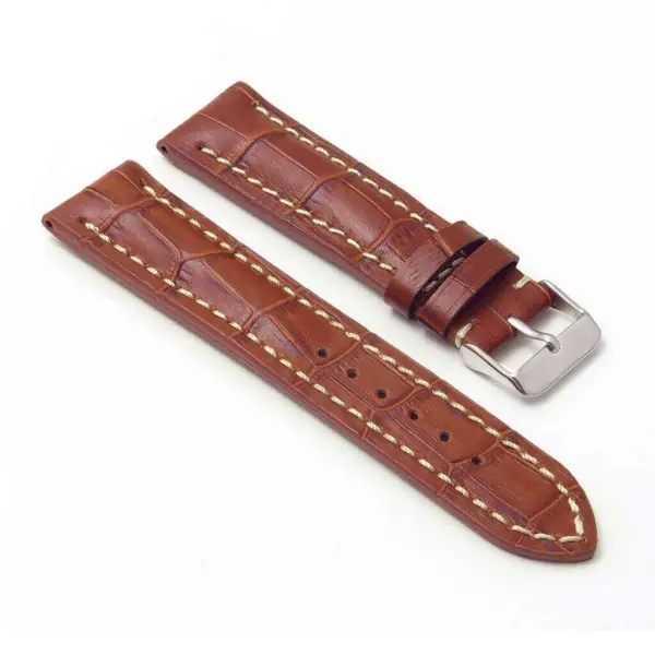 DASSARI Concord brt11.b.9 Padded Crocodile Embossed Leather Strap in Rust