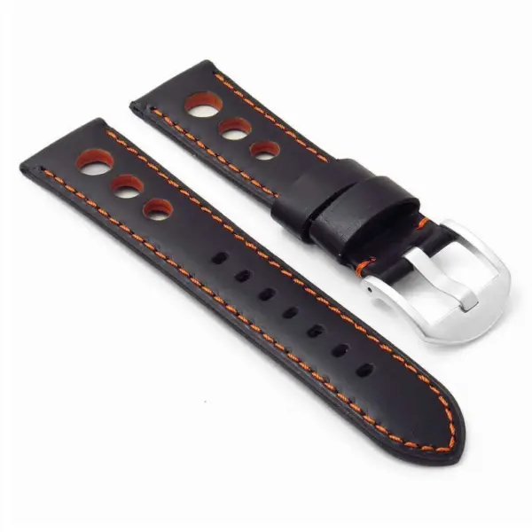 DASSARI M5 ds4.1.12 Leather Rally Strap in black w orange stitch