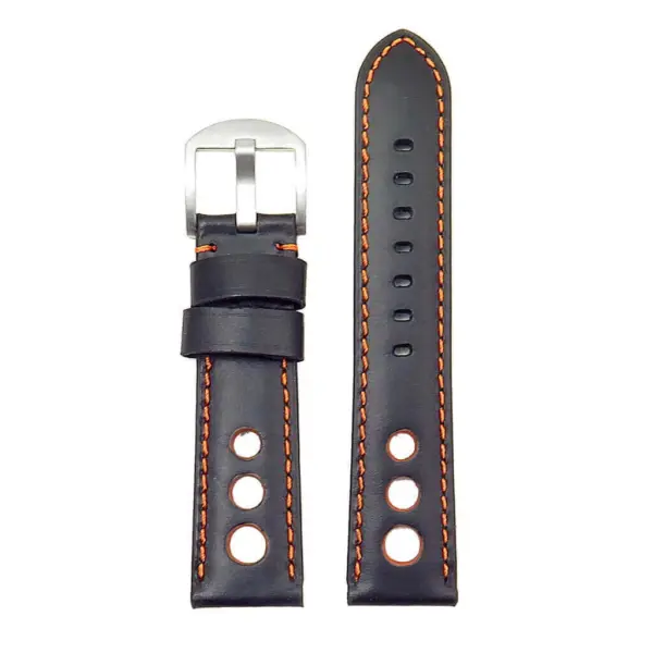 DASSARI M5 ds4.1.12 Leather Rally Strap in black w orange stitch