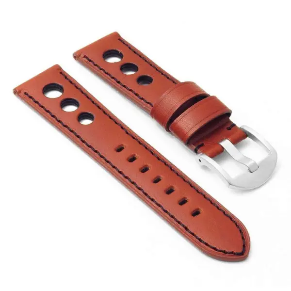 DASSARI M5 ds4.2.1 Leather Rally Strap in brown w black stitchin
