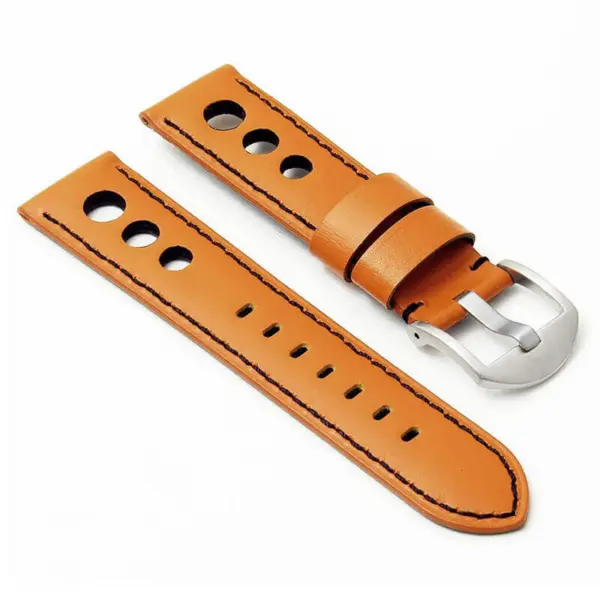 DASSARI M5 ds4.12.1 Leather Rally Strap in orange w black stitching