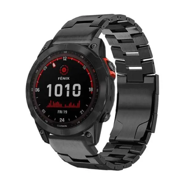 g.m14.mb Main Black StrapsCo Vented Titanium Bracelet for Garmin Quickfit 22 Quickfit26