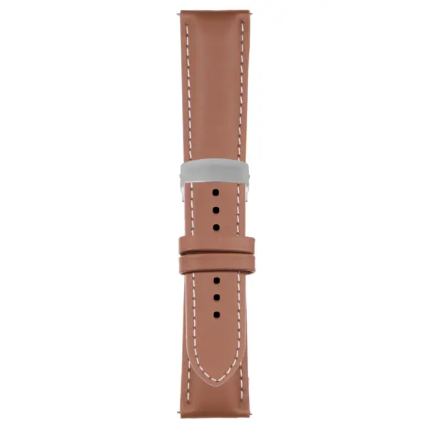 Tan and White Classic Men's Strap with Deployant Brushed Silver Clasp