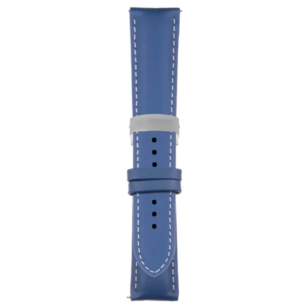 Blue and White Classic Men's Strap with Deployant Brushed Silver Clasp