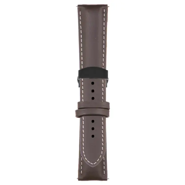 Brown and White Classic Men's Strap with Deployant Matte Black Clasp