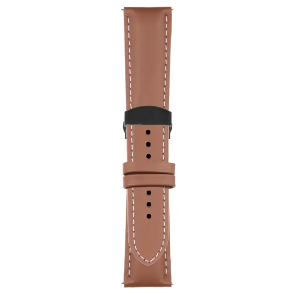 Tan and White Classic Men's Strap with Deployant Matte Black Clasp