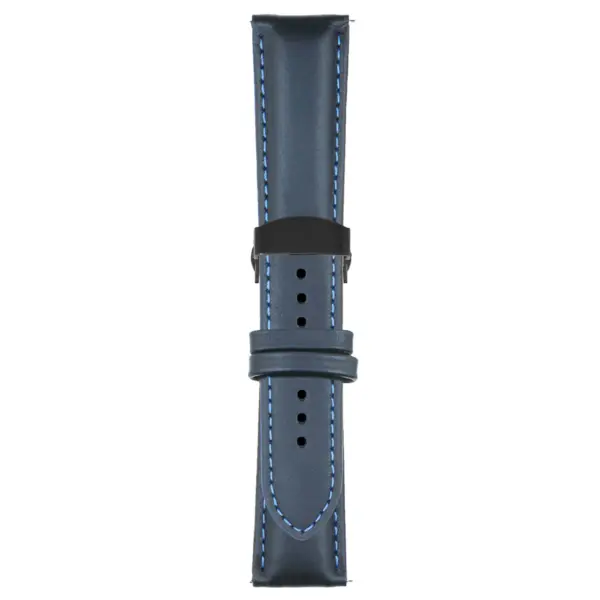 Dark Blue and Blue Classic Men's Strap with Deployant Matte Black Clasp