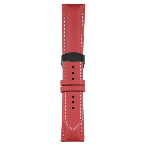 Red and White Classic Men's Strap with Deployant Matte Black Clasp