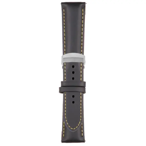 Black and Yellow Classic Men's Strap with Deployant Polished Silver Clasp