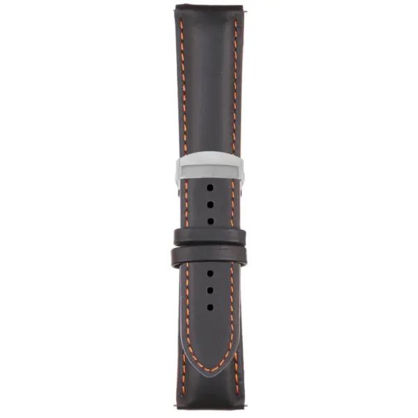 Black and Orange Classic Men's Strap with Deployant Polished Silver Clasp