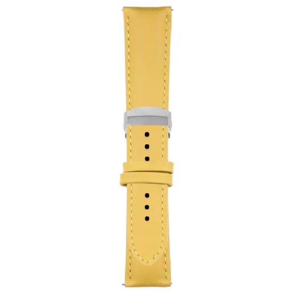 Yellow Classic Men's Strap with Deployant Polished Silver Clasp