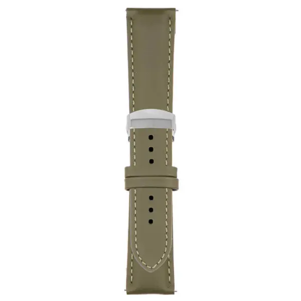 Green Classic Men's Strap with Deployant Polished Silver Clasp