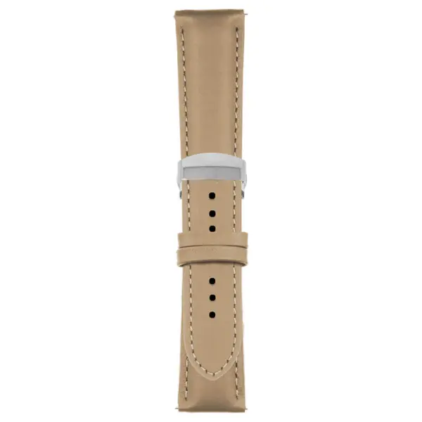 Beige Classic Men's Strap with Deployant Polished Silver Clasp