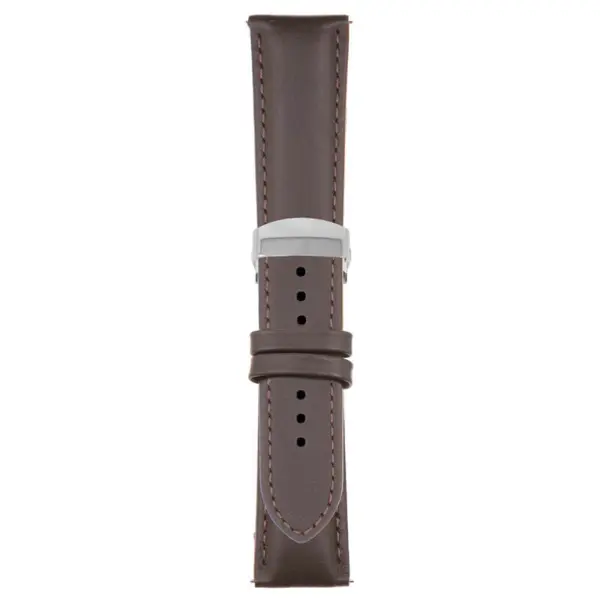 Brown Classic Men's Strap with Deployant Polished Silver Clasp