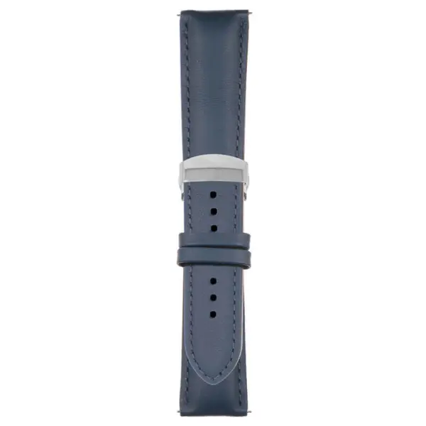 Dark Blue Classic Men's Strap with Deployant Polished Silver Clasp