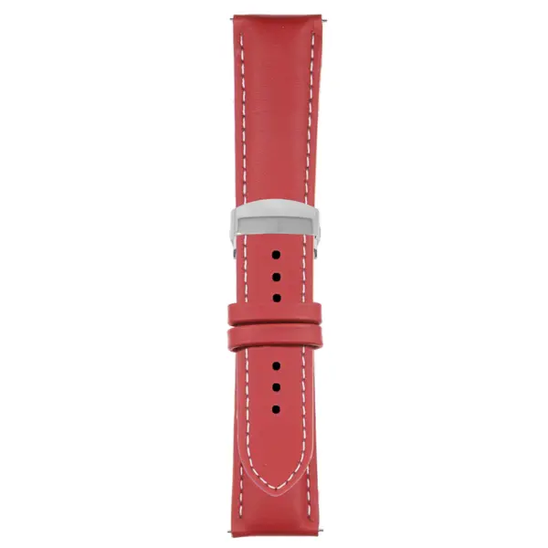 Red and White Classic Men's Strap with Deployant Polished Silver Clasp