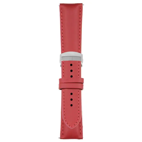 Red Classic Men's Strap with Deployant Polished Silver Clasp