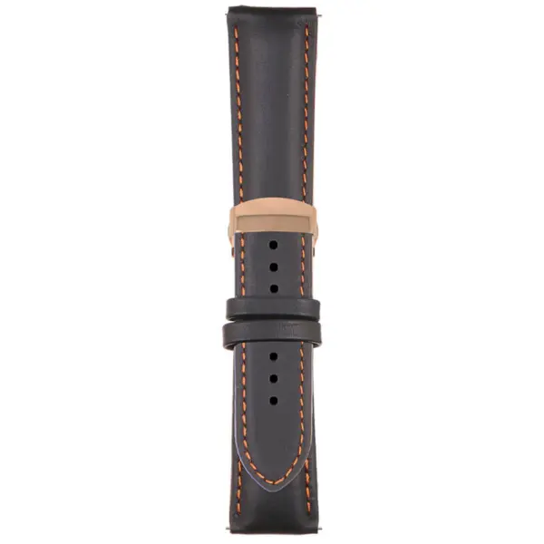 Black and Orange Classic Men's Strap with Deployant Rose Gold Clasp