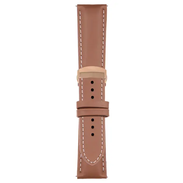 Tan and White Classic Men's Strap with Deployant Rose Gold Clasp