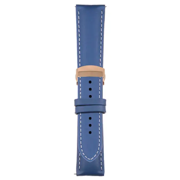 Blue and White Classic Men's Strap with Deployant Rose Gold Clasp