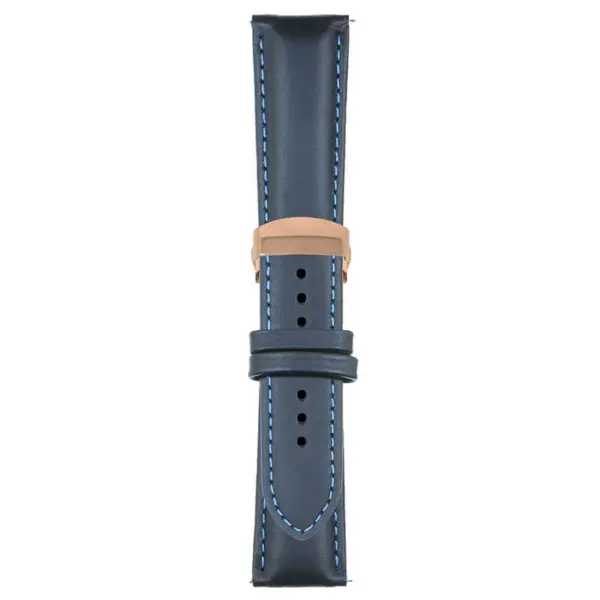 Dark Blue and Blue Classic Men's Strap with Deployant Rose Gold Clasp