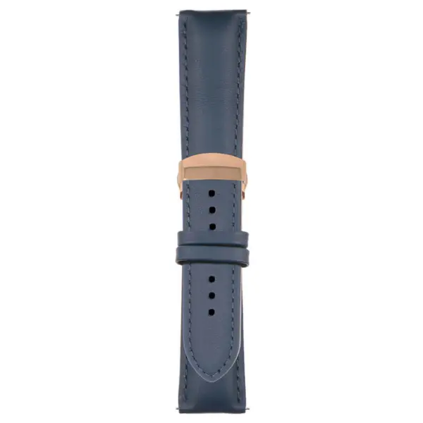 Dark Blue Classic Men's Strap with Deployant Rose Gold Clasp