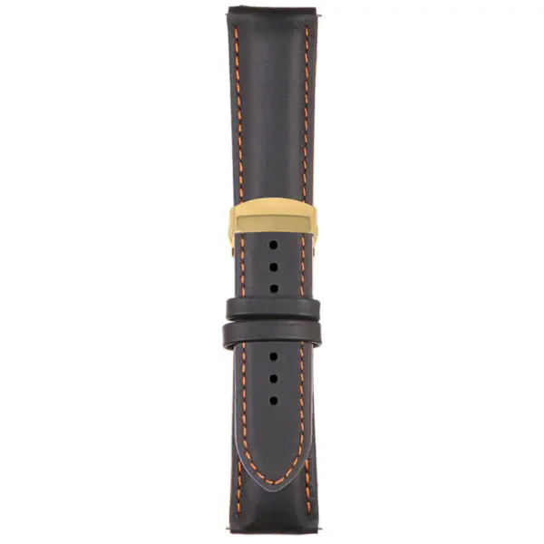 Black and Orange Classic Men's Strap with Deployant Yellow Gold Clasp