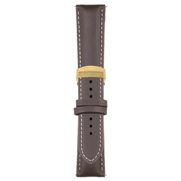 Brown and White Classic Men's Strap with Deployant Yellow Gold Clasp