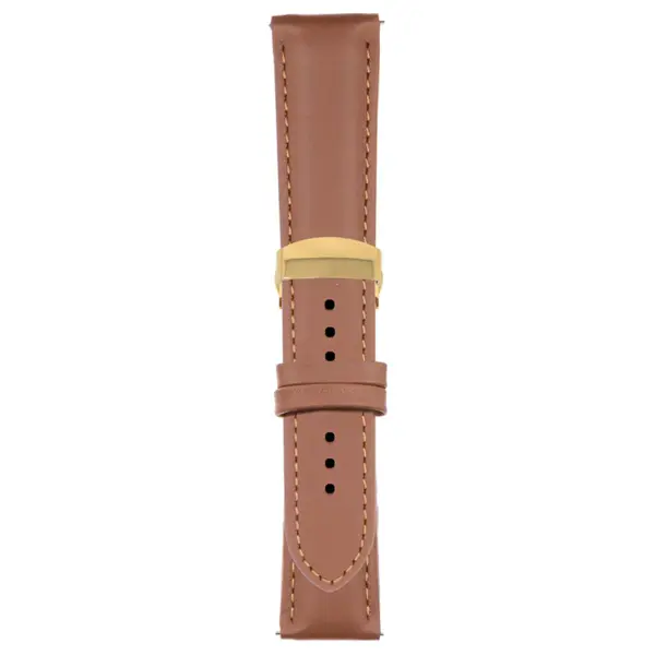 Tan Classic Men's Strap with Deployant Yellow Gold Clasp