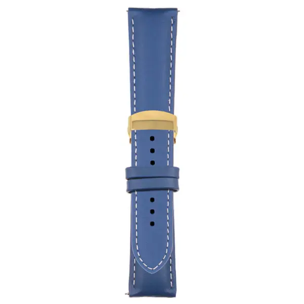 Blue and White Classic Men's Strap with Deployant Yellow Gold Clasp