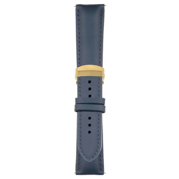 Dark Blue Classic Men's Strap with Deployant Yellow Gold Clasp