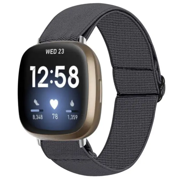 Fb.ny27.7a Main Charcoal StrapsCo Elastic Nylon Watch Band Strap For Fitbit Sense & Versa 3