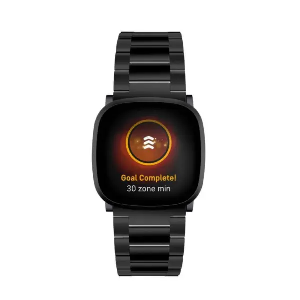 fb.m162.mb Main Black StrapsCo Oyster Bracelet Watch Band Strap for Fitbit Versa 3 Fitbit Sense 2