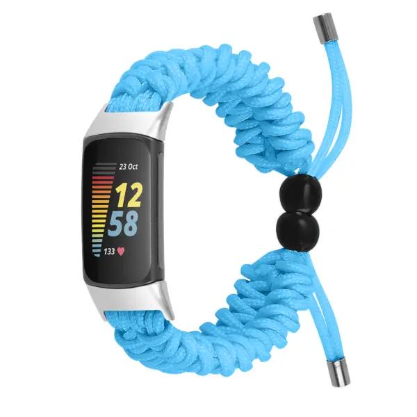 fb.ny46.5 Main Sky Blue strapsco Nylon Braided Paracord Strap for Fitbit Charge 5