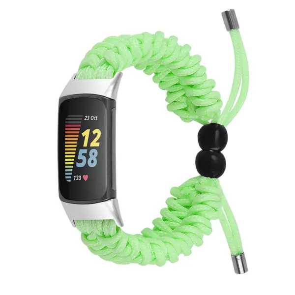 Fb.ny46.11 Main Bright Green Strapsco Nylon Braided Paracord Strap For Fitbit Charge 5 Edits