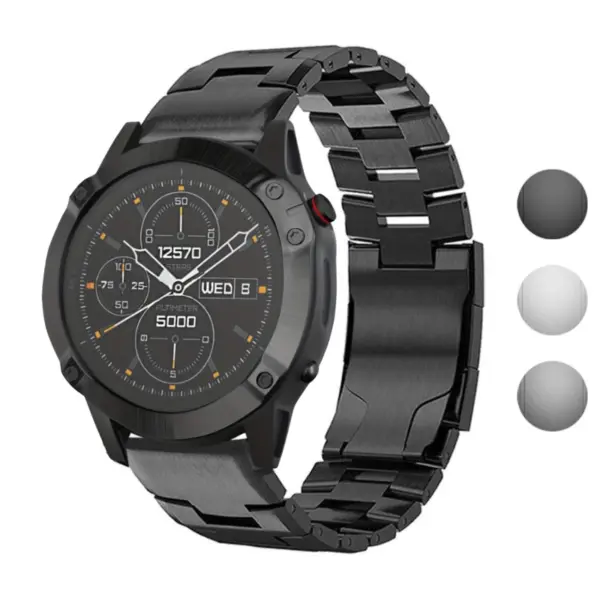 g.m14.mb Gallery Black StrapsCo Vented Titanium Bracelet for Garmin Approach S60