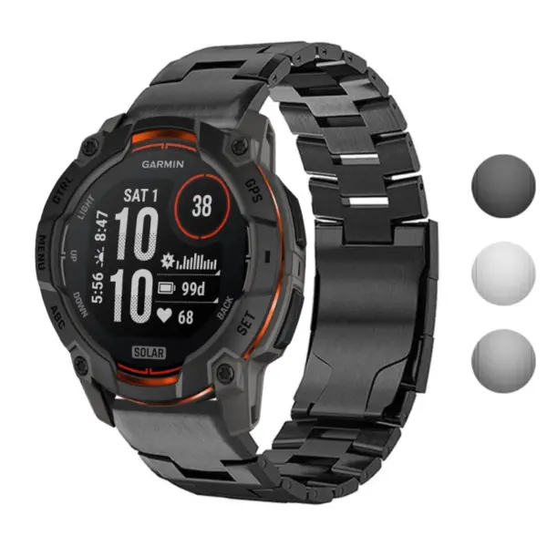 g.m14.mb Gallery Black StrapsCo Vented Titanium Bracelet for Garmin Instinct 3 – 50mm