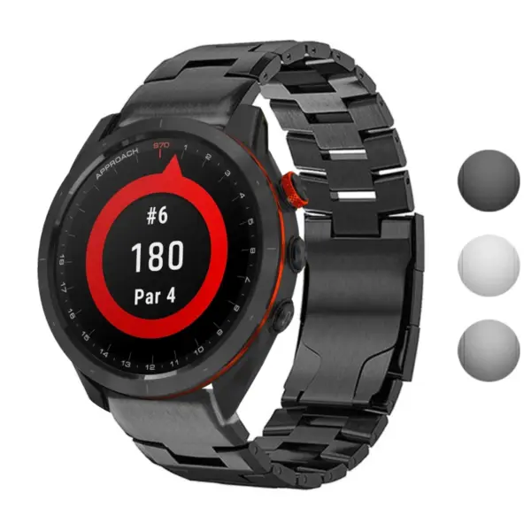 g.m14.mb Gallery Black StrapsCo Vented Titanium Bracelet for Garmin Approach S70 – 47mm