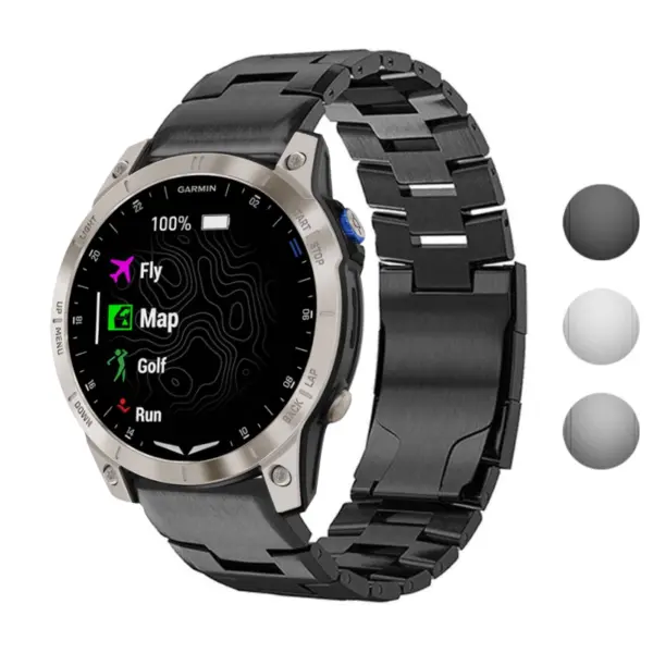 g.m14.mb Gallery Black StrapsCo Vented Titanium Bracelet for Garmin D2 Mach 1