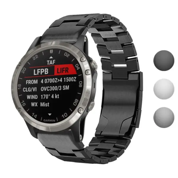 g.m14.mb Gallery Black StrapsCo Vented Titanium Bracelet for Garmin D2 Delta