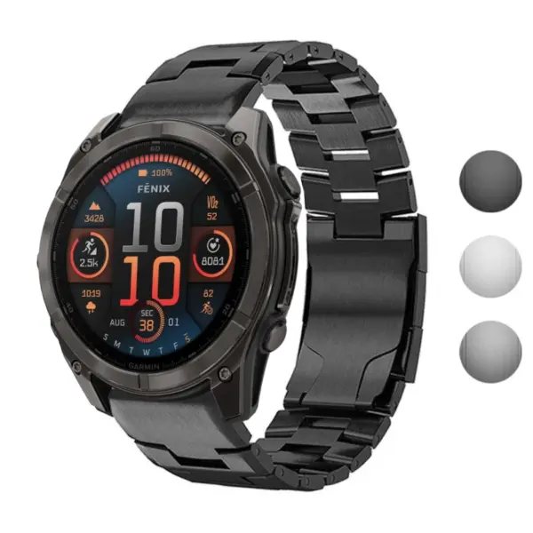 g.m14.mb Gallery Black StrapsCo Vented Titanium Bracelet for Garmin Fenix 8 & 8 Pro – 51mm