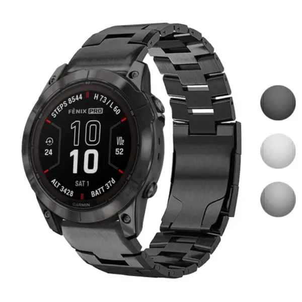 g.m14.mb Gallery Black StrapsCo Vented Titanium Bracelet for Garmin Fenix 7X & 7X Pro