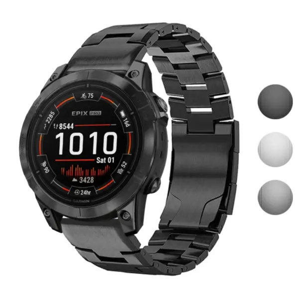 g.m14.mb Gallery Black StrapsCo Vented Titanium Bracelet for Garmin Epix Pro – 47mm