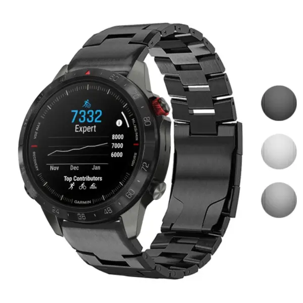 g.m14.mb Gallery Black StrapsCo Vented Titanium Bracelet for Garmin MARQ Gen 2