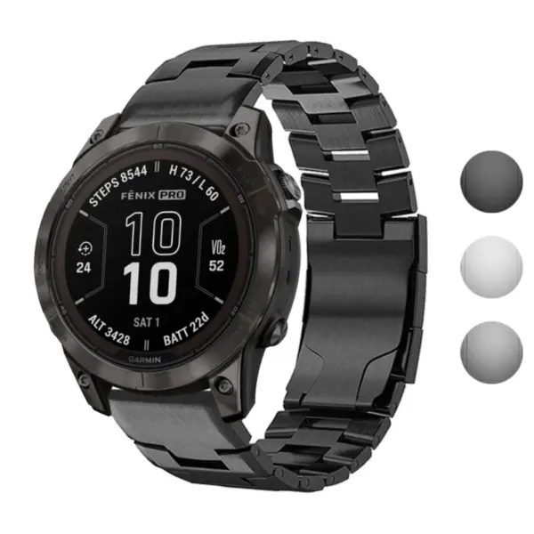 g.m14.mb Gallery Black StrapsCo Vented Titanium Bracelet for Garmin Fenix 7 & 7 Pro
