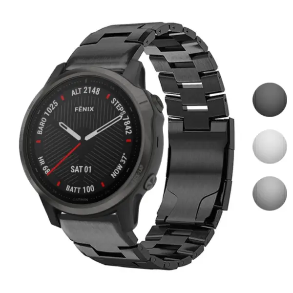 g.m14.mb Gallery Black StrapsCo Vented Titanium Bracelet for Garmin Fenix 6