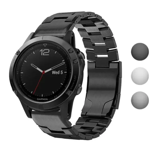 g.m14.mb Gallery Black StrapsCo Vented Titanium Bracelet for Garmin Fenix 5X & 5X Plus